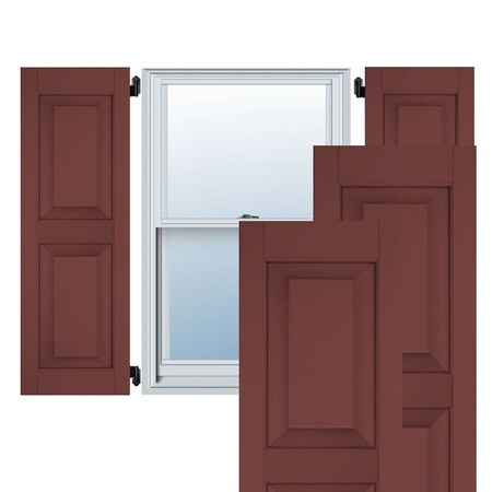Ekena Millwork 18"W x 29"H Exterior Real Wood Pine Raised Panel Shutters, Cottage Red PR RWR18X029CRP